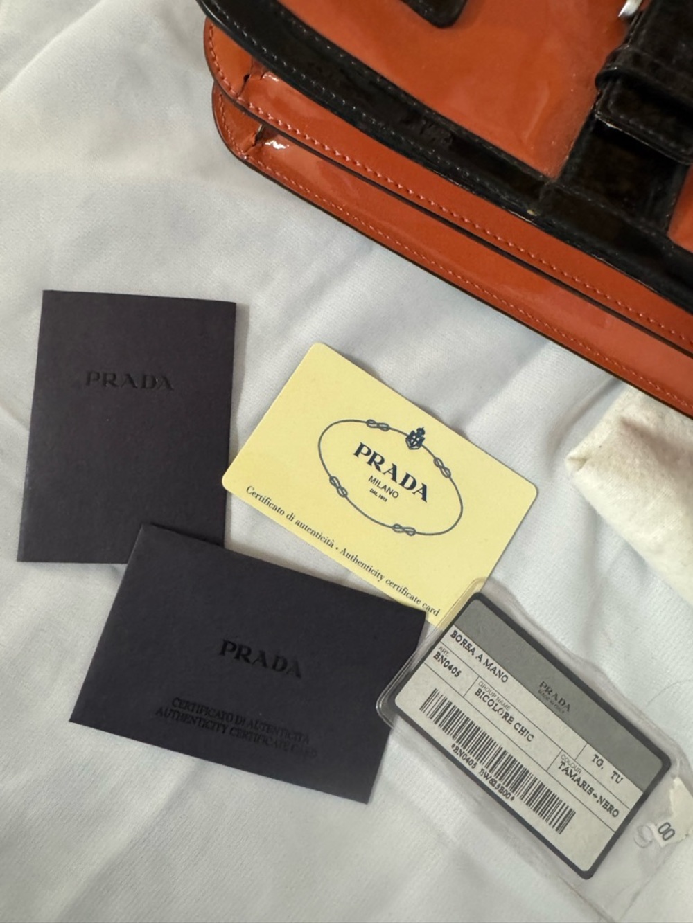 Vintage Prada šÆ% Authentic pinkish hues patent mini Bag with cards, dust bag set - Picture 4 of 17